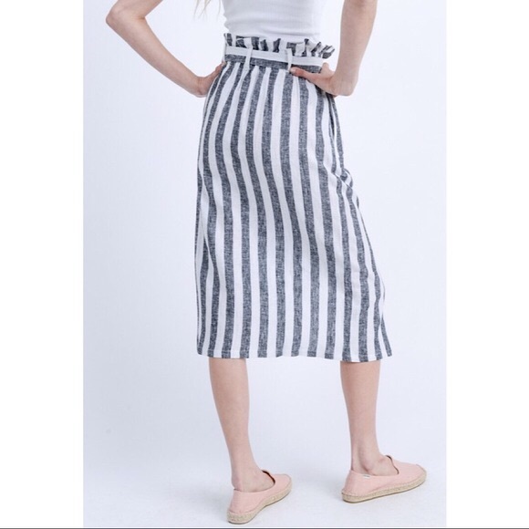 Striped Linen Midi Skirt - Picture 7 of 8